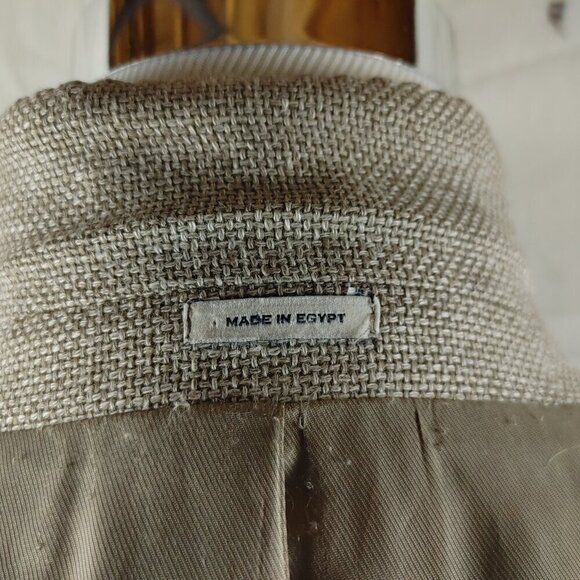 Joseph Abboud 46R Linen Blend 2 Button Grayish Tan Textured Blazer Sport Coat - Picture 13 of 13